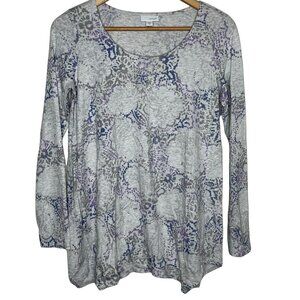 J Jill Pure Jill Women’s XS Long Sleeve Gray Purple Blouse Casual Work Top